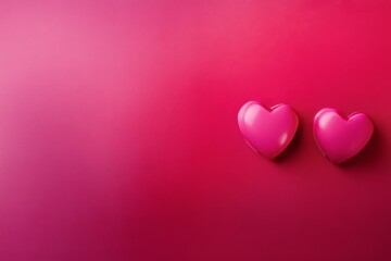 Two shiny pink hearts on a vibrant red background symbolize love and affection for romantic celebrations