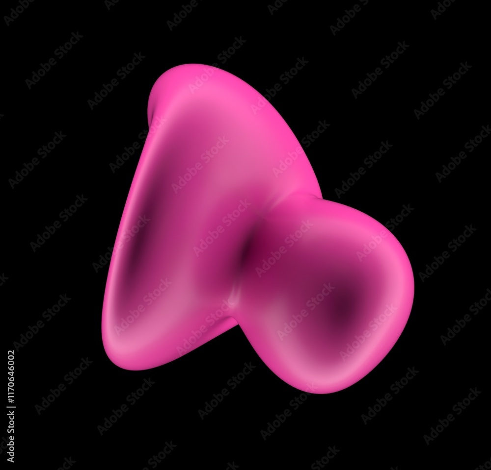 Poster abstract 3d illustration of futuristic glitchy pink glossy form with ripples and distortions. an ima