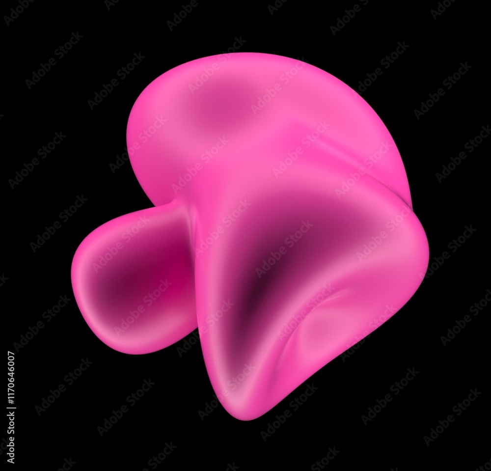 Poster abstract 3d illustration of futuristic glitchy pink glossy form with ripples and distortions. an ima