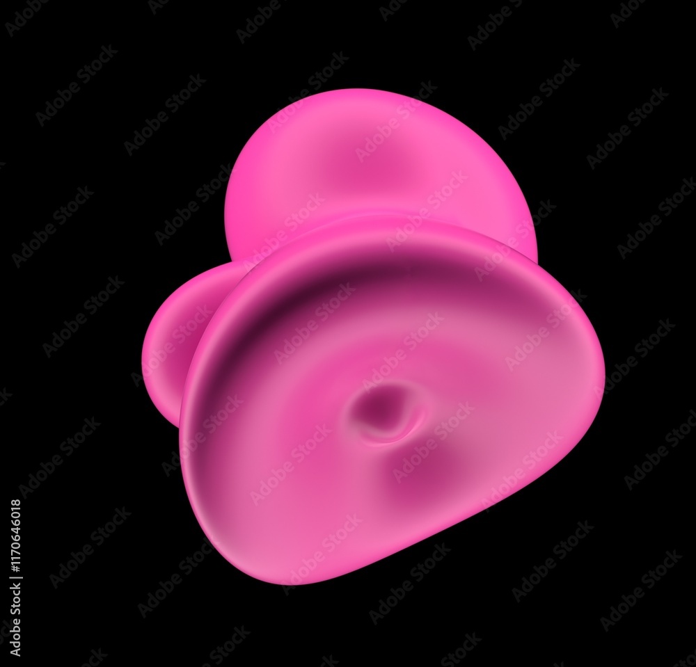 Poster abstract 3d illustration of futuristic glitchy pink glossy form with ripples and distortions. an ima