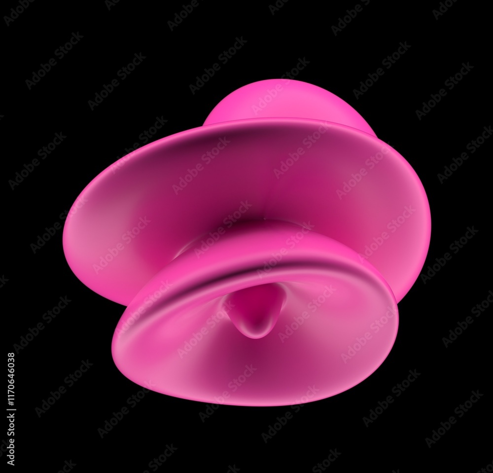 Poster abstract 3d illustration of futuristic glitchy pink glossy form with ripples and distortions. an ima