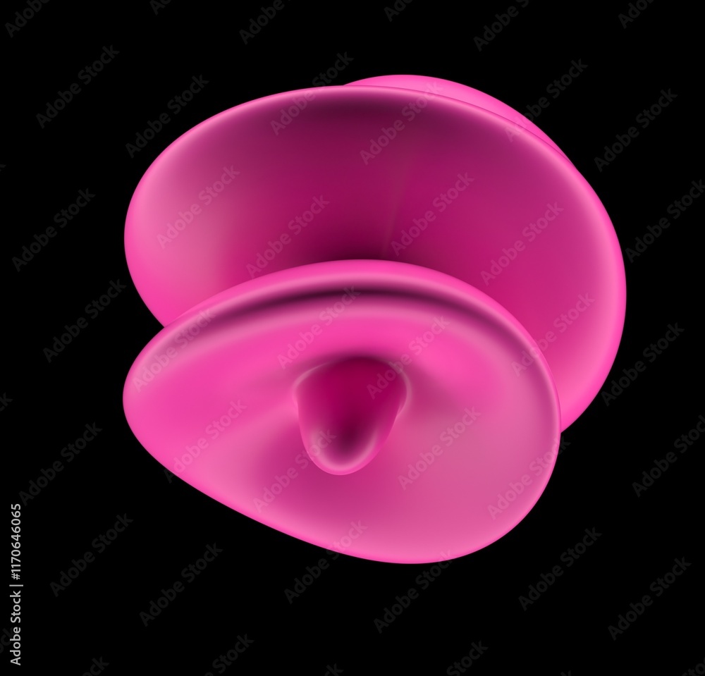 Poster abstract 3d illustration of futuristic glitchy pink glossy form with ripples and distortions. an ima