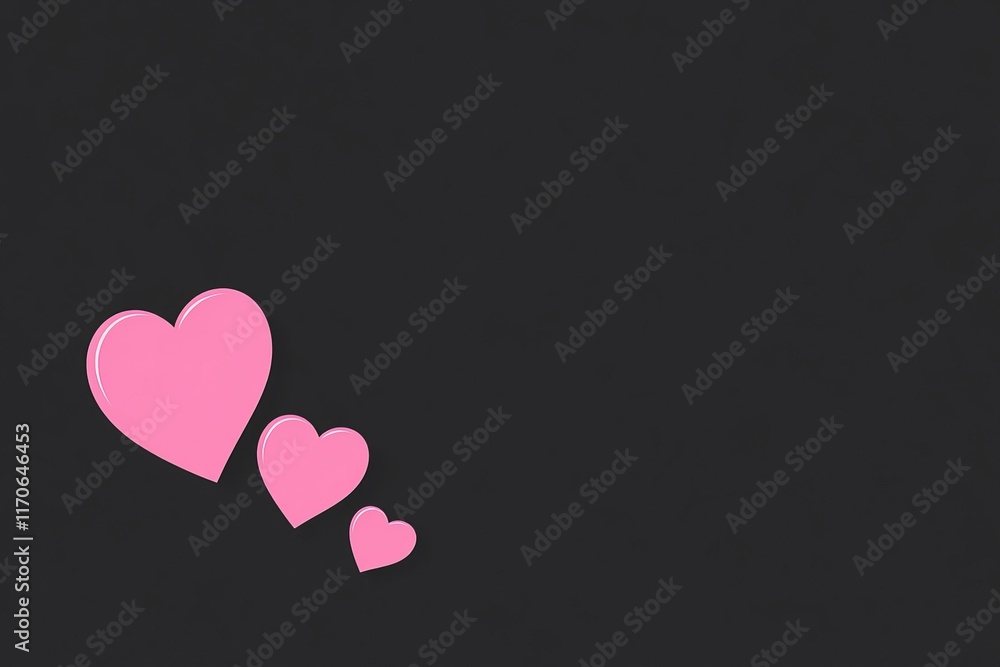 Poster vibrant pink hearts floating on a dark background create a loving and cheerful atmosphere perfect fo