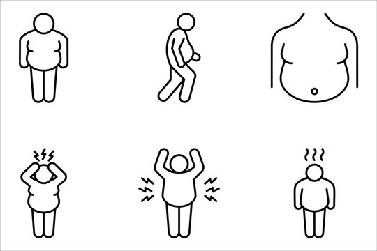 overweight icon set from other outline collection. obesity symbol. vector illustration on white background