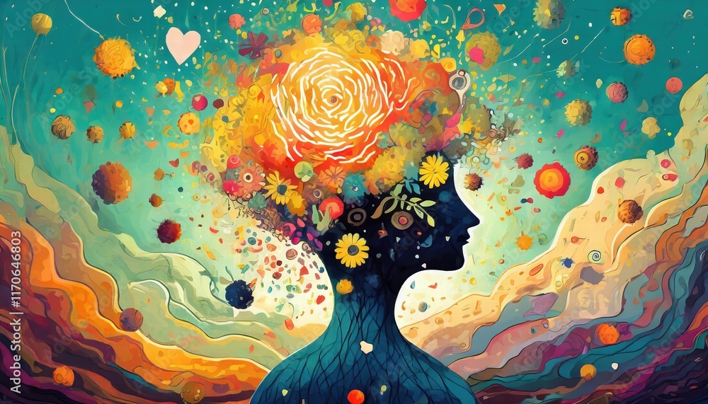 Poster exploding mind a journey through the annual collective consciousness an artistic representation of i
