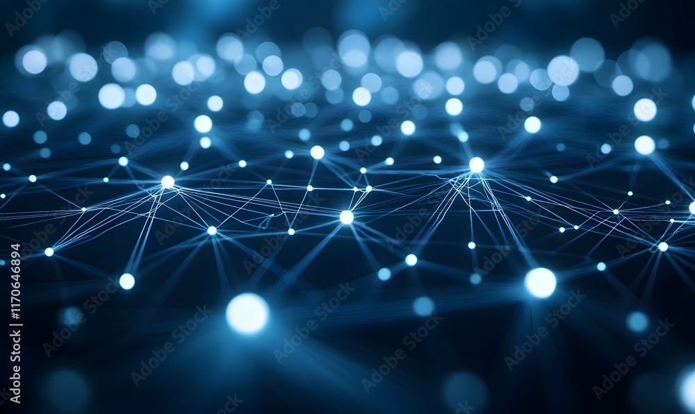 Poster abstract network connection, glowing nodes and lines. (1)