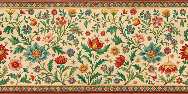 Indra Parbat Motif Floral Pattern , vintage style, mughal art