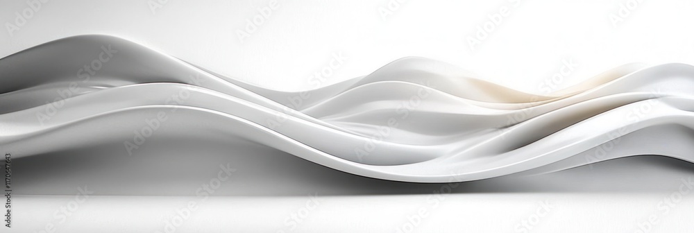 Poster minimalistic abstract landscape with soft white waves and diffused lighting for tranquil design
