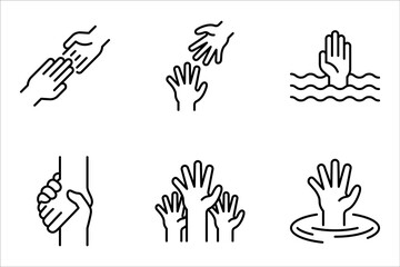 Fototapeta premium Helping hand icon set. Gesture, sign of help and hope. vector illustration on white background