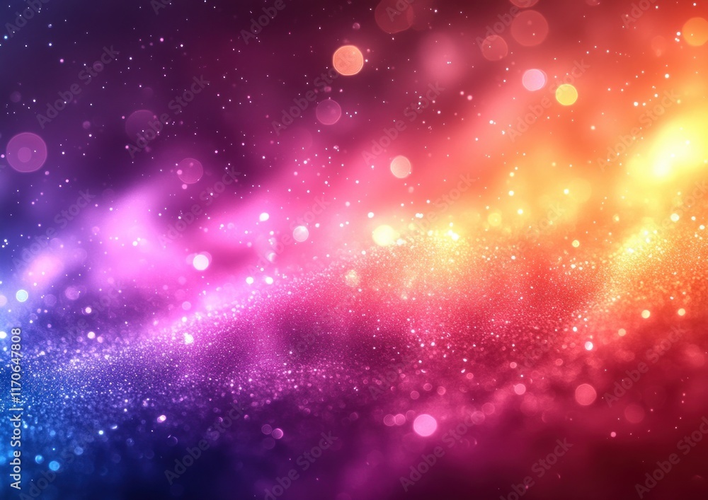 Poster elegant ethereal background frame with rainbow overlay and bokeh effects for holiday design