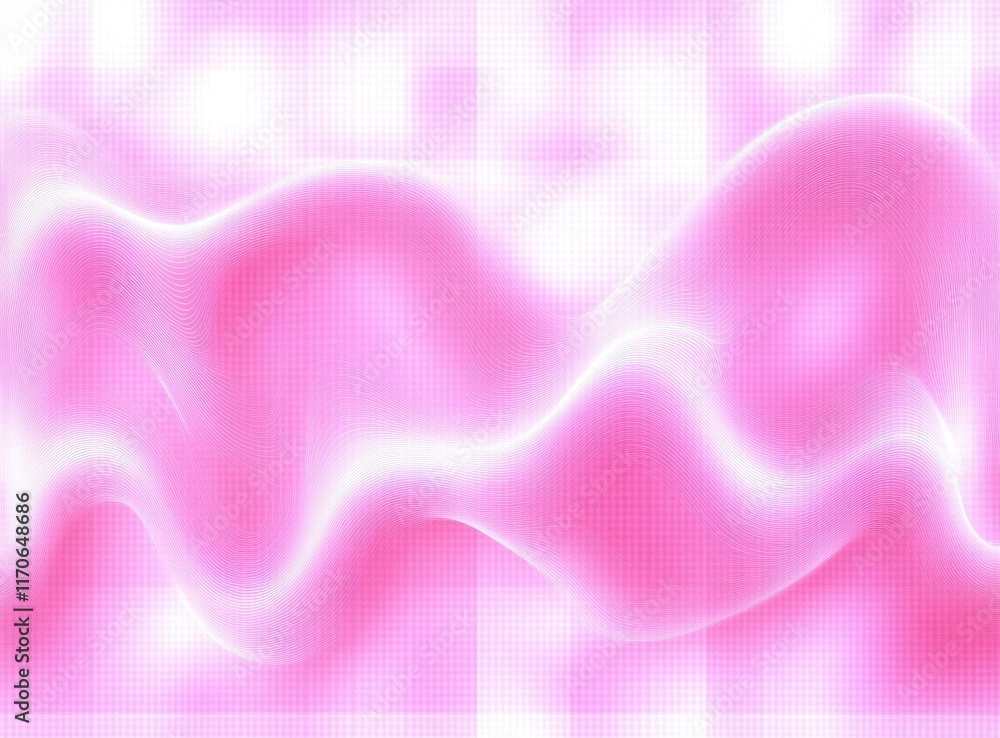 Poster pink abstract background with wavy checkered pattern and glowing light effect