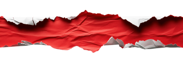 Torn White Paper with Vibrant Red Sheet, minimalist design featuring jagged edge, striking contrast for impactful text placement