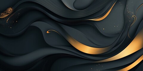 Luxurious Dark Abstract Design with Golden Highlights