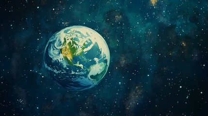 earth in space with stars 