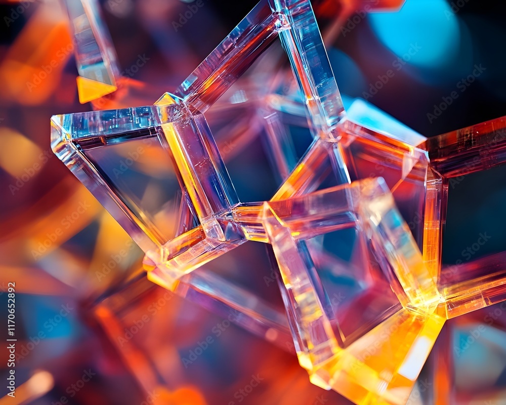 Poster abstract colorful interlocking crystal cubes background