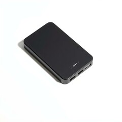 Black External Hard Drive on White Background
