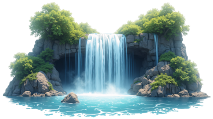 Waterfall Cut Out Transparent Background PNG.