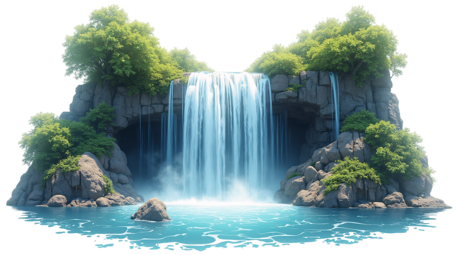 Waterfall Cut Out Transparent Background PNG.