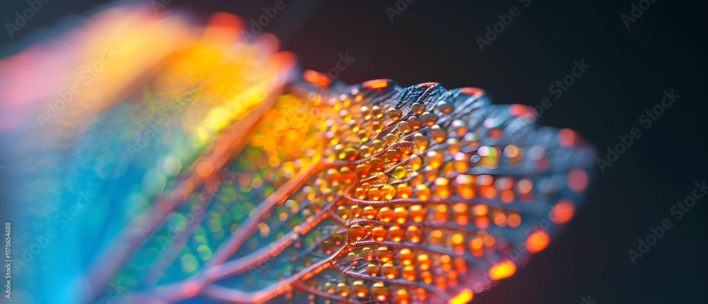 Aufkleber brilliant and colorful macro photography of insect wing with unique patterns and textures in vibrant