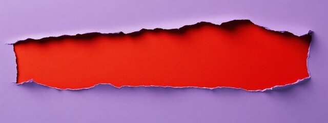 Torn Lavender Paper with Vibrant Red Sheet, minimalist design, striking contrast, centered for text placement, artistic and modern aesthetic