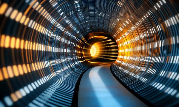 Futuristic Glowing Tunnel with Light
