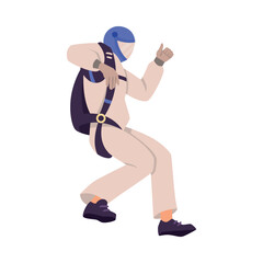 Man Skydiver in Flight Free Falling with Parachute Vector Illustration