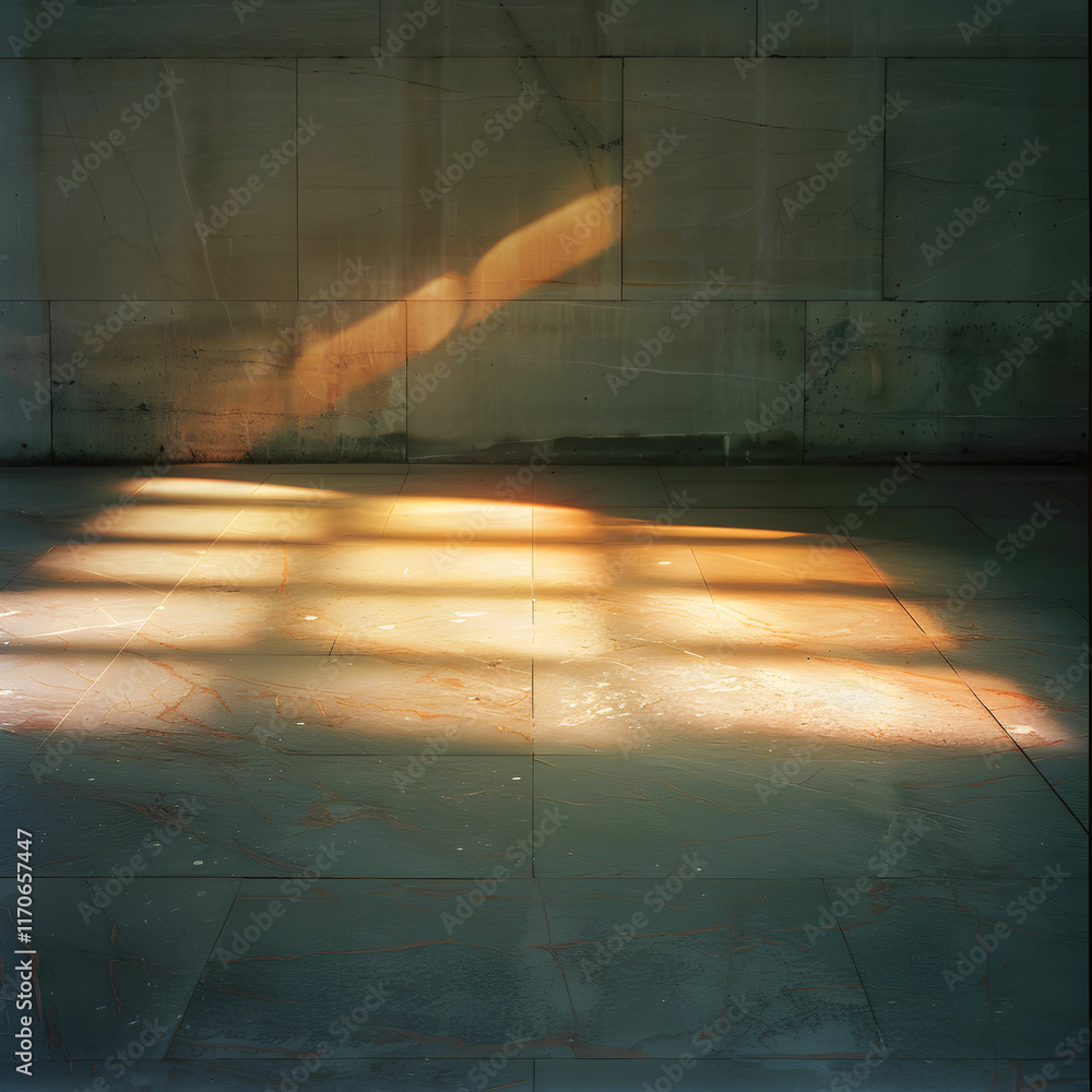 Poster sunlight reflection on minimalist concrete surface creating artistic patterns in urban setting
