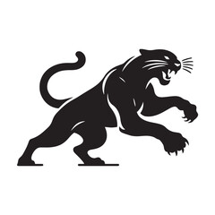 Striking Attacking Panther silhouette for bold design projects - Attacking Panther illustration - minimallest panther vector
