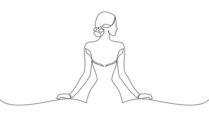 Continuous line drawing of a graceful woman
