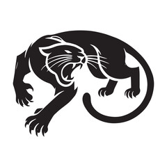 Fierce Attacking Panther silhouette for innovative digital artwork - Attacking Panther illustration - minimallest panther vector

