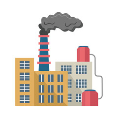 Factory pollution illustration. Emission problem. Smoke emission. Environmental pollution. City building. Air pollution. 