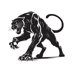 Powerful Attacking Panther silhouette for creative projects - Attacking Panther illustration - minimallest panther vector  © Vectorhub