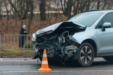 There was a collision of cars on the highway. Serious accident. Road accidents on the road. Traffic...