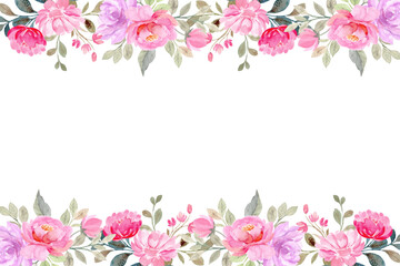 Watercolor flowers frame background for design.