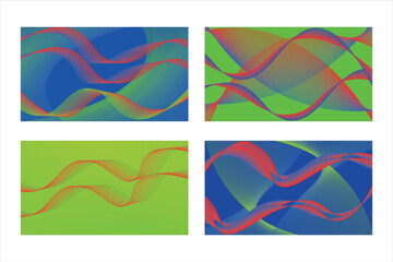 Obraz premium Abstract colorful waves with bright blue and green hues bundle background