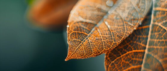Close-up View of Intricate Details on Brown Leaves with Natural Textures and Patterns