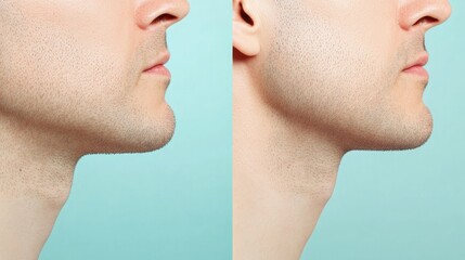 Obraz premium Jawline Enhancement Comparison with Mewing Technique