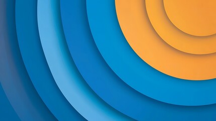 A blue and orange striped background with a blue circle in the middle
