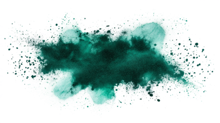 Green paint abstract splash isolated on transparent background