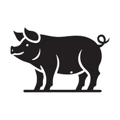 Majestic pig silhouette for artistic digital projects - Pig black vector
