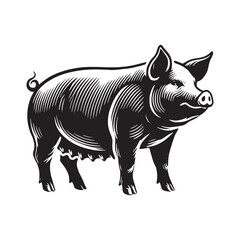 Minimalistic pig silhouette for modern design projects - Pig black vector
