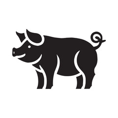 Bold pig silhouette for artistic digital media - Pig illustration - minimallest pig vector
