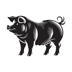Majestic pig silhouette for innovative digital designs - Pig black vector
