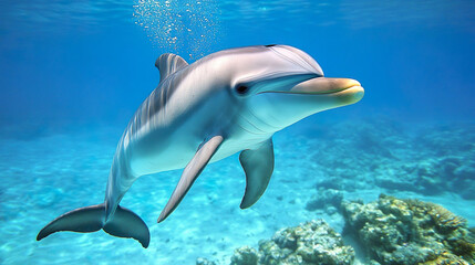 Fototapeta premium a dolphin swimming underwater