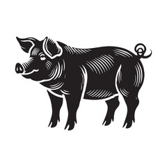 Detailed pig silhouette for unique artistic uses - Pig black vector
