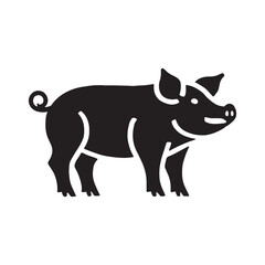 Stylish pig silhouette for digital art designs - Pig illustration - minimallest pig vector
