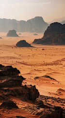 Fototapeta premium Discover the architectural wonders nestled in desert landscapes., clean background, Photo stock style, clean background, no copyrighted logo