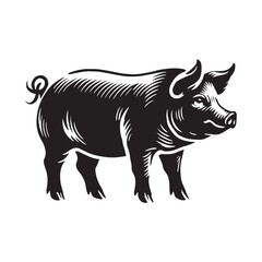 Playful pig silhouette for versatile design use - Pig black vector
