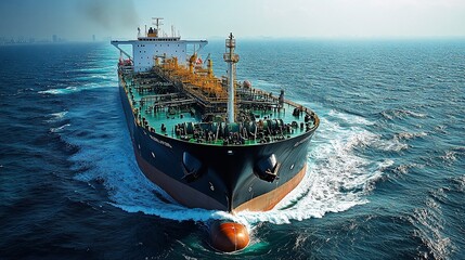 Obraz premium Large Oil Tanker Ship Sailing Across The Ocean
