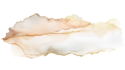 Pale gold watercolor streak  isolated on transparent background
